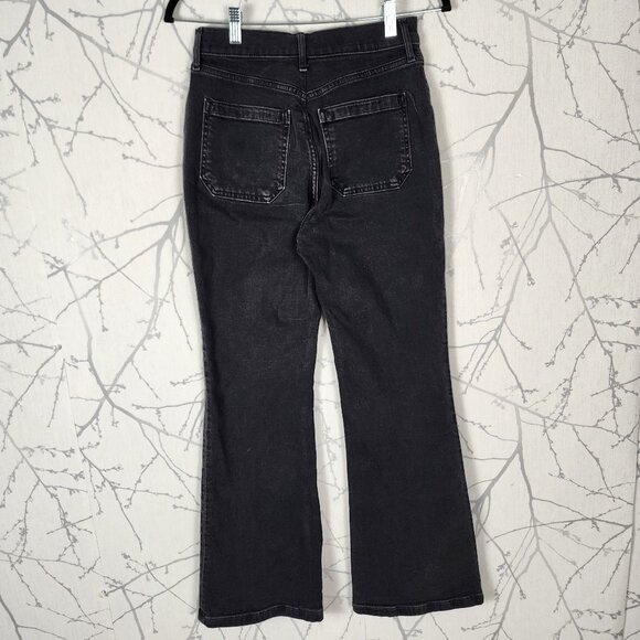 GAP Black Wash Stretch Denim High Rise 70's Flare Jeans - Picture 2 of 8